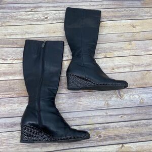 Bruno Magli deep brown braided wedge riding boot